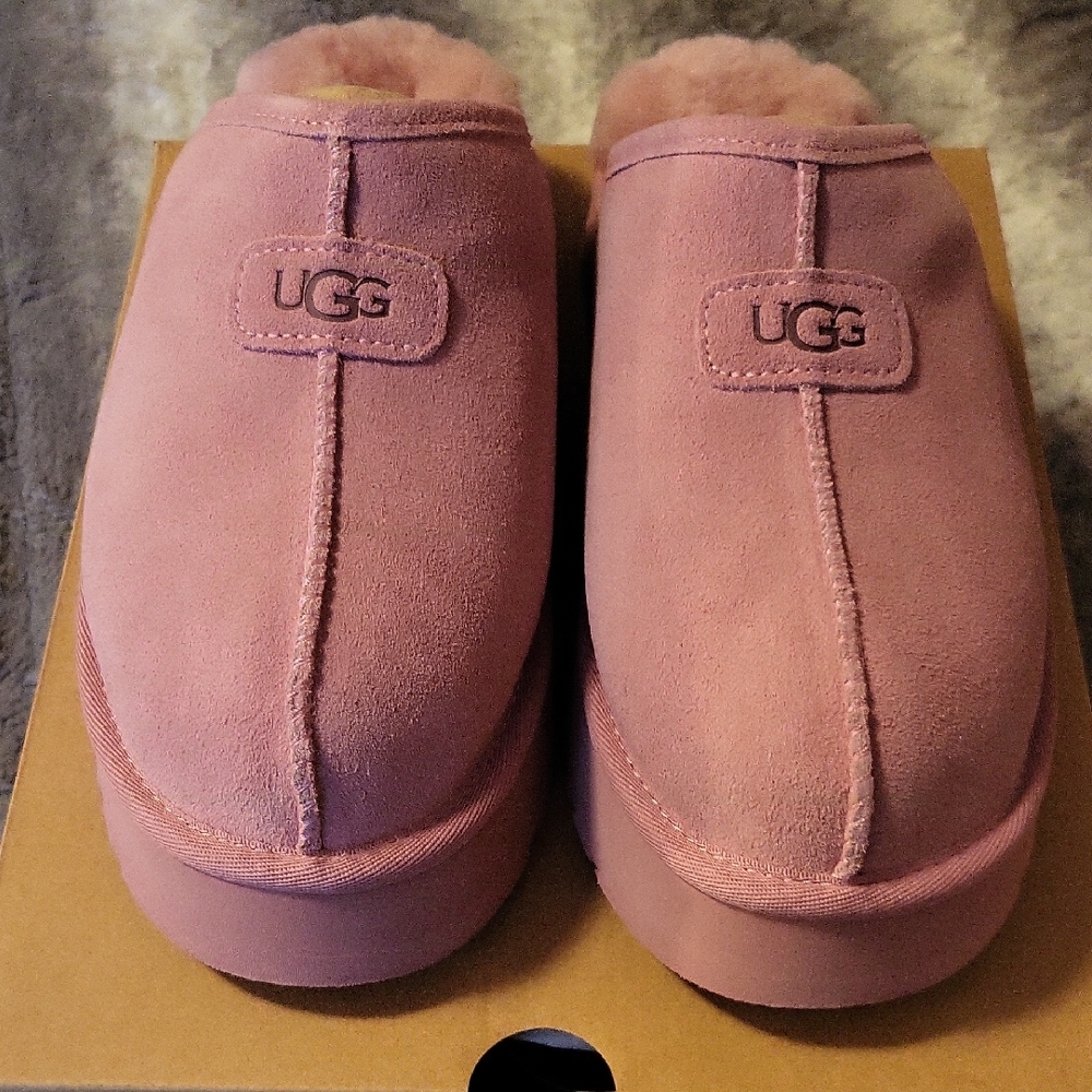 New UGG Dusty Rose Suede Slippers